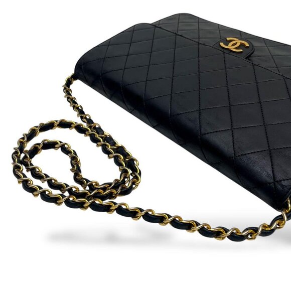 CHANEL 24K Timeless Classic Vintage Small Single Flap Bag Chain Purse Black - Picture 6 of 16